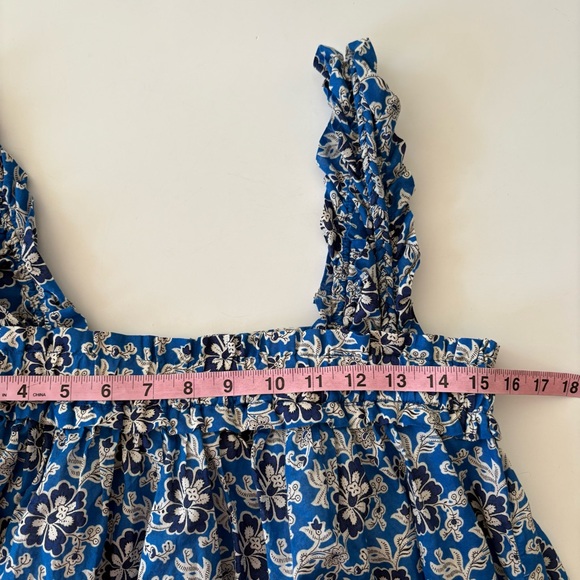 J.Crew‎ || Cotton Voile Ruffle-trim Shift Dress In Cobalt Floral Blue Small - Picture 7 of 9